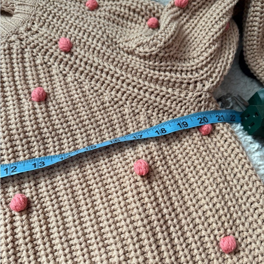 THE GREAT Bobble Sophomore Cardigan Sweater Tan/Pink NWOT 1/S - Picture 8 of 10